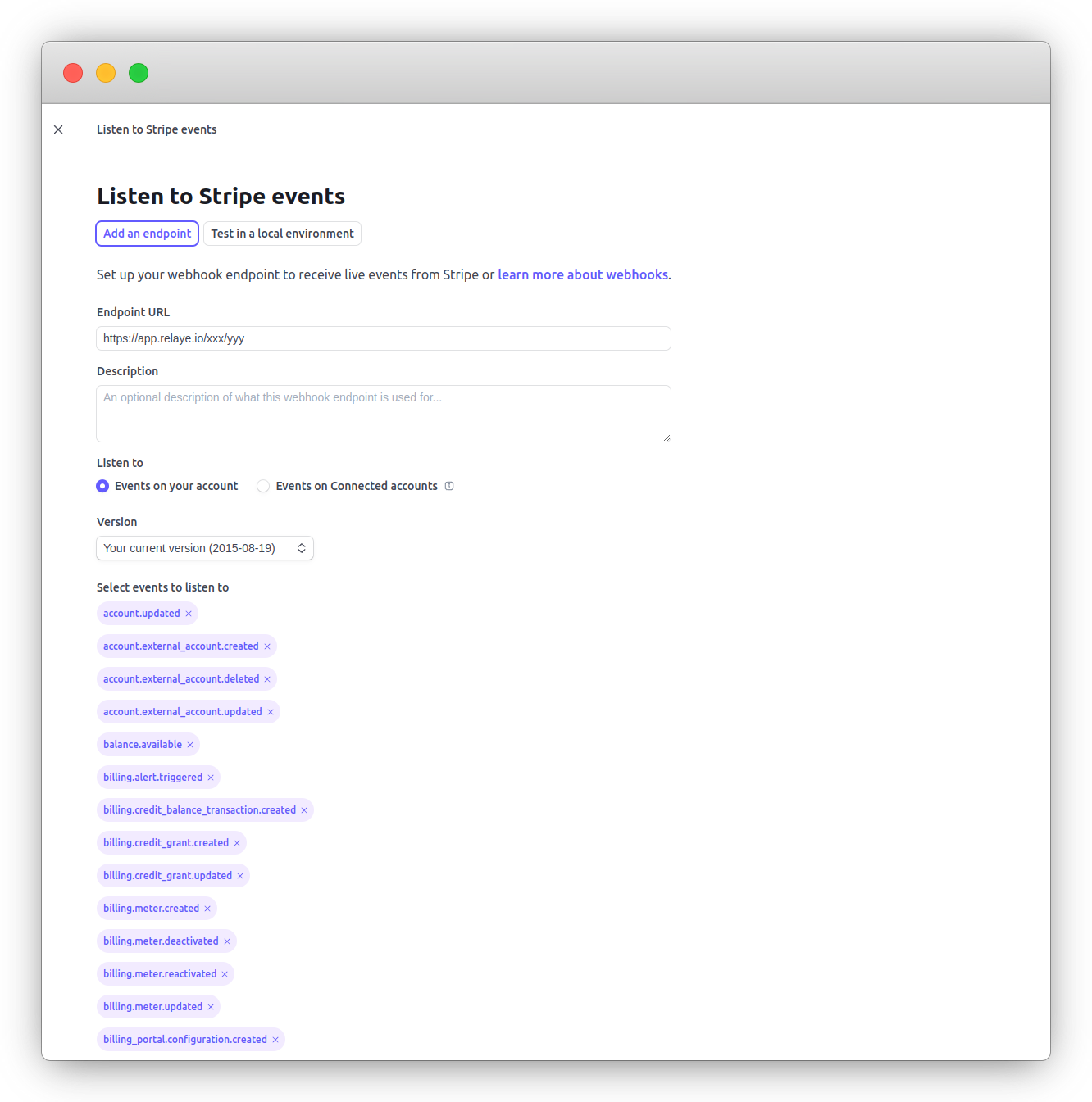 Stripe Webhook Configuration